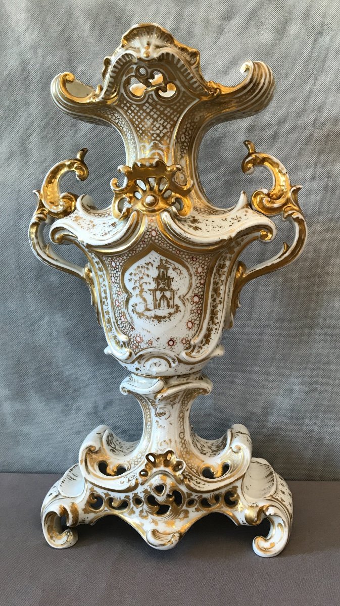 Grand Vase En Porcelaine De Vieux Paris D’époque 19ème -photo-8