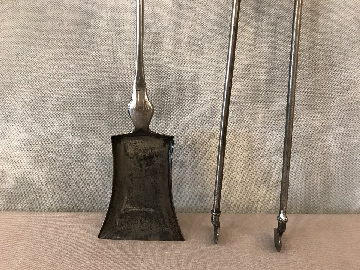 Set Of A Shovel And A Clamp In Iron And Bronze Louis XVI Style From The 19th-photo-3