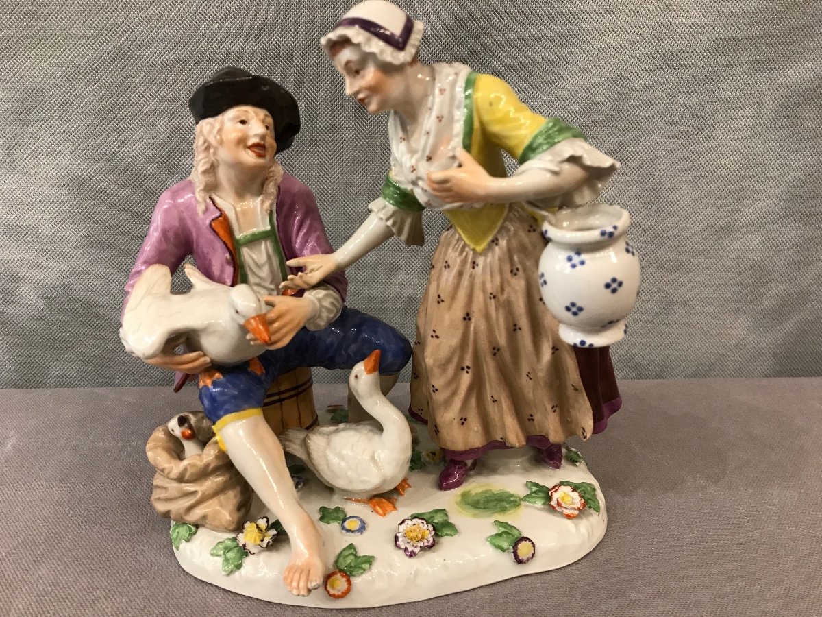 Groupe De Porcelaine En Dresden D’époque 19ème -photo-2