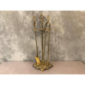 19th Century Bronze And Brass Fireplace Servant In Louis XV Style