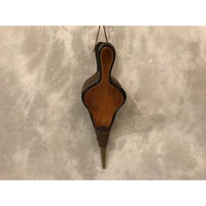 Antique Fireplace Bellows In Varnished Cherry Wood From The 19th Century 