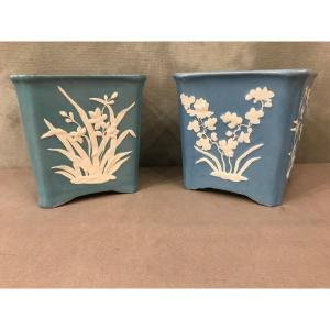 2 Minton Earthenware Plant Pots From The 19th Century 