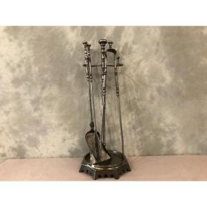 19th Century Iron Fireplace Servant Including A Shovel, Tongs And A Poker 