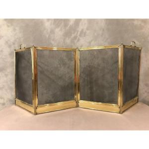 Antique Brass Fireplace Fire Screen From The 19th Charles 