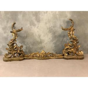 Fireplace Bar, 19th Century Bronze Fireplace Bar 