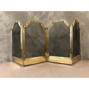 Old 19th Century Brass Fireplace Screen 
