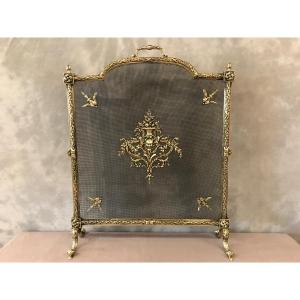 19th Century Louis XVI Style Bronze Fireplace Screen 