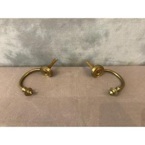 Pair Of 19th Century Brass Fireplace Hooks 