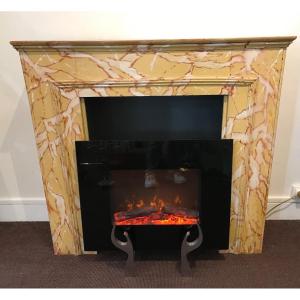 Fireplace Decorated In Painted Wood From The Late 19th Century 