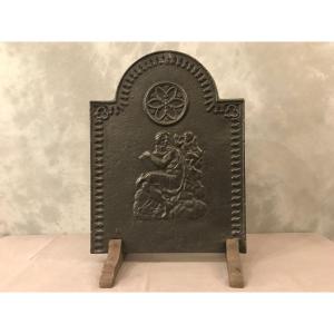 Antique Cast Iron Fireplace Plate (44.5 Cm X 58.5 Cm) From The Late 18th Century 