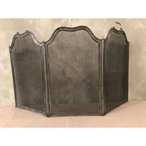 Small Antique Louis XVI Style Iron Fireplace Screen From The 19th Century 