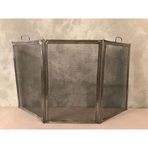 Small Antique Iron Fireplace Screen From The 19th Century 