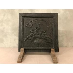 Small Antique Cast Iron Fireplace Plate From The 18th Century Louis XVI 