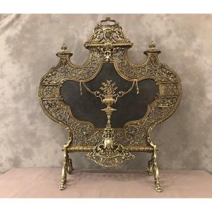 19th Century Louis XV Style Bronze Fireplace Screen 