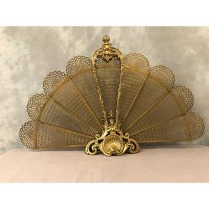 19th Century Bronze Fan-shaped Fireplace Screen 