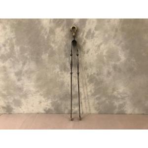 Antique Iron Fireplace Tongs From The Early 19th Century Directoire. 