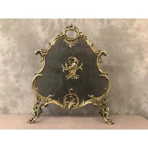 Antique 19th Century Louis XV Style Bronze Fireplace Screen 