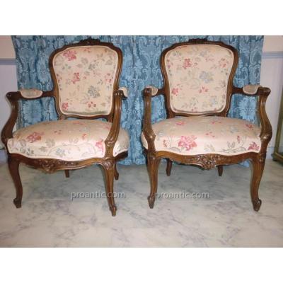 Pair Of Armchairs Louis XV 19th