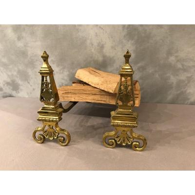 Pair Of Andirons Bronze 1900