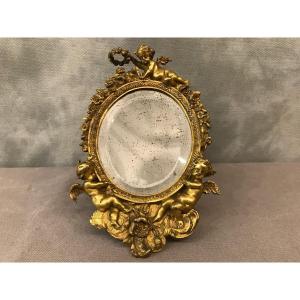 Small Mirror In Gilt Bronze 19th Time
