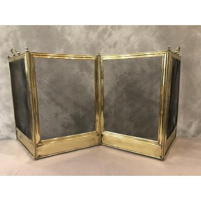 Antique Charles X 19th Century Brass Fire Screen