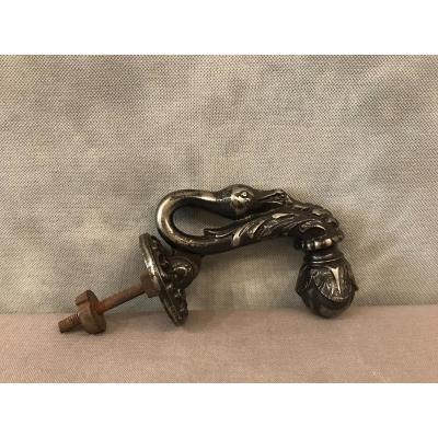 19th Century Cast Iron Door Knocker Decorated With A Swan