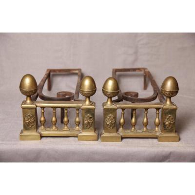 Pair Of Bronze Andirons 18th Time