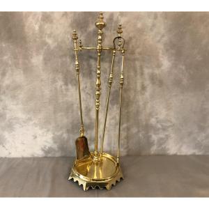 Old Fireplace Servant In Brass From The 19th Restoration