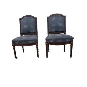 Pair Of 19th Century Mahogany Upholstered Chairs