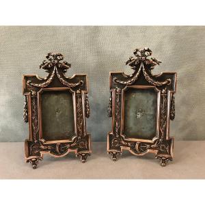 Pair Of Regulates Frames Covered With Red Copper From The 19th Century