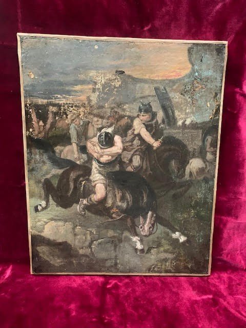 18th Century Battle Scene Painting-photo-2