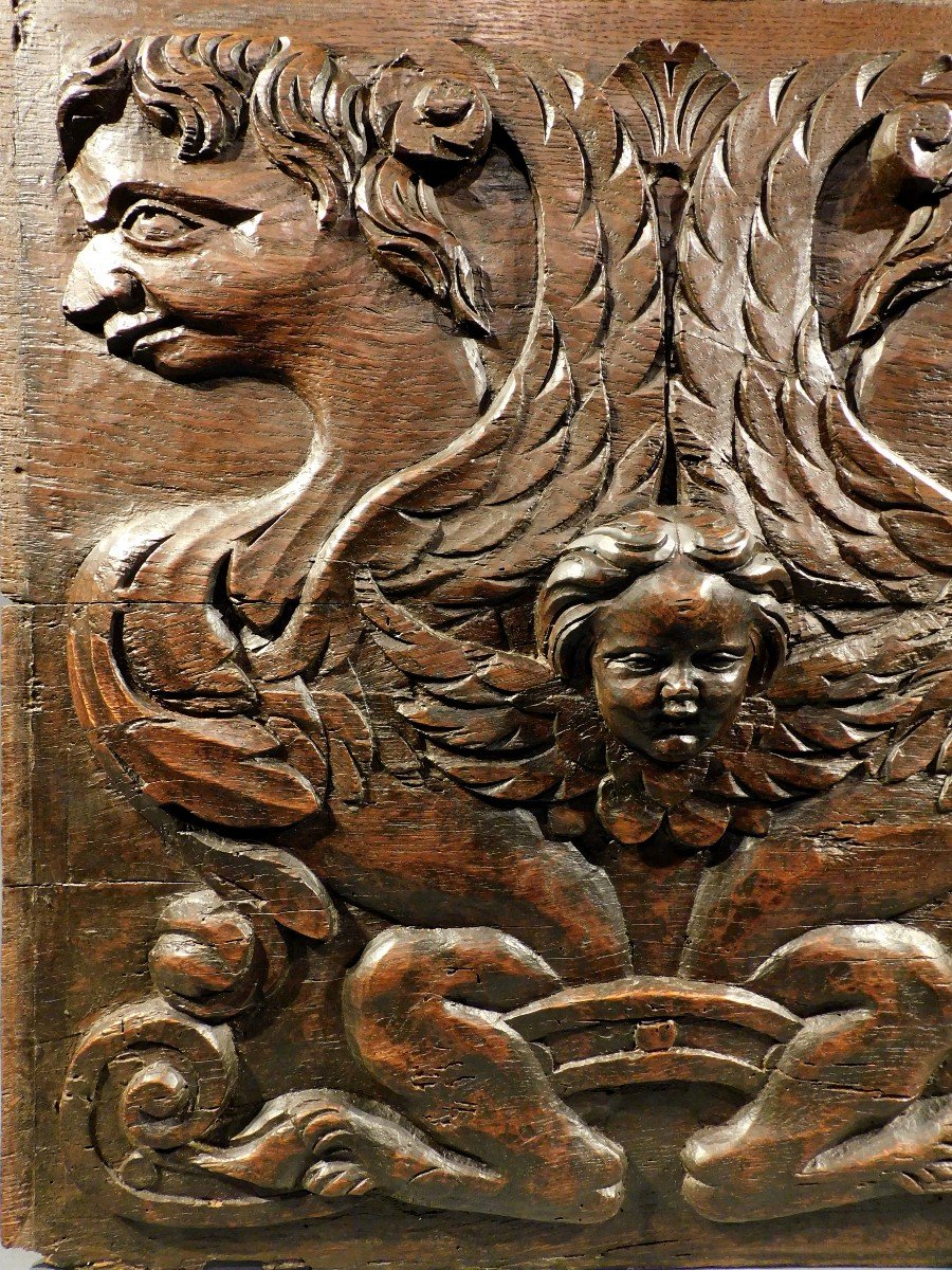 Carved Wooden Panel 17th Century Haute Epoque-photo-4