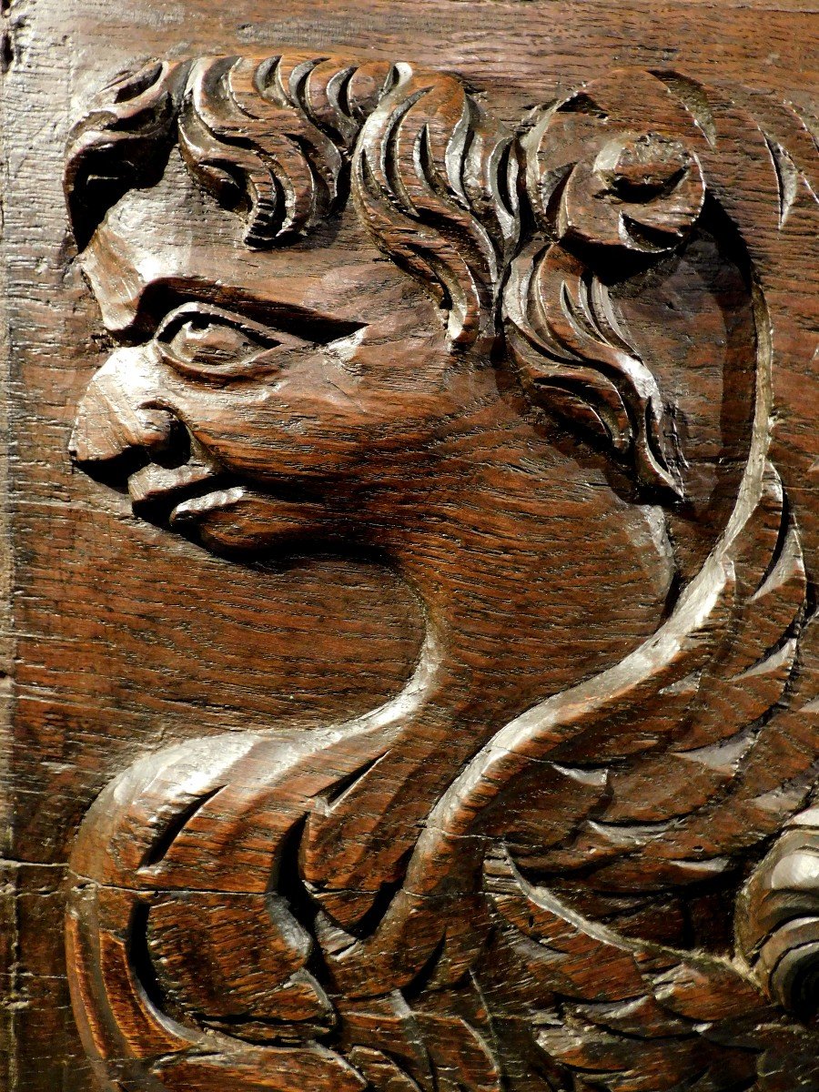 Carved Wooden Panel 17th Century Haute Epoque-photo-6