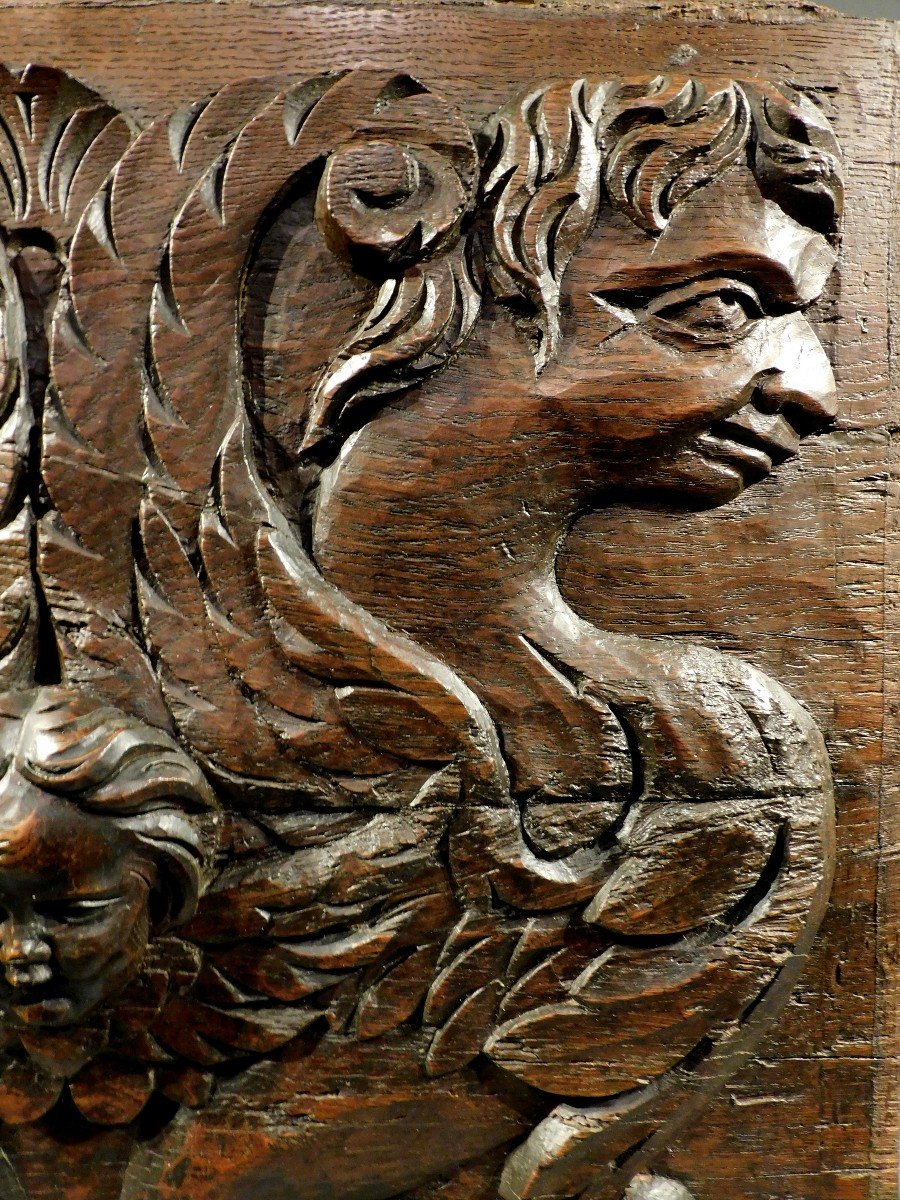 Carved Wooden Panel 17th Century Haute Epoque-photo-7