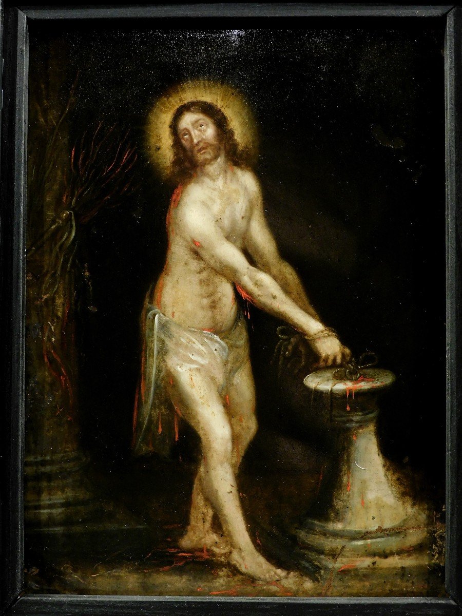 Peinture tableau  Huile Sur Cuivre 17eme Siécle  Christ  Saint  Haute Epoque