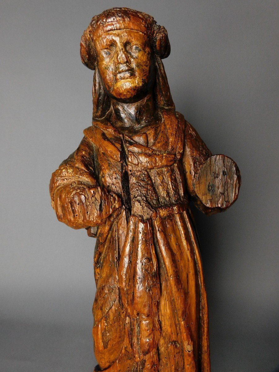 Statue Of A Saint In Carved Wood From The XVIth Century Haute Epoque-photo-2