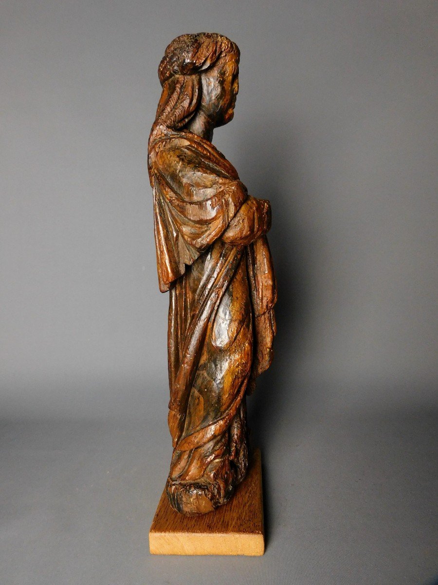 Statue Of A Saint In Carved Wood From The XVIth Century Haute Epoque-photo-3