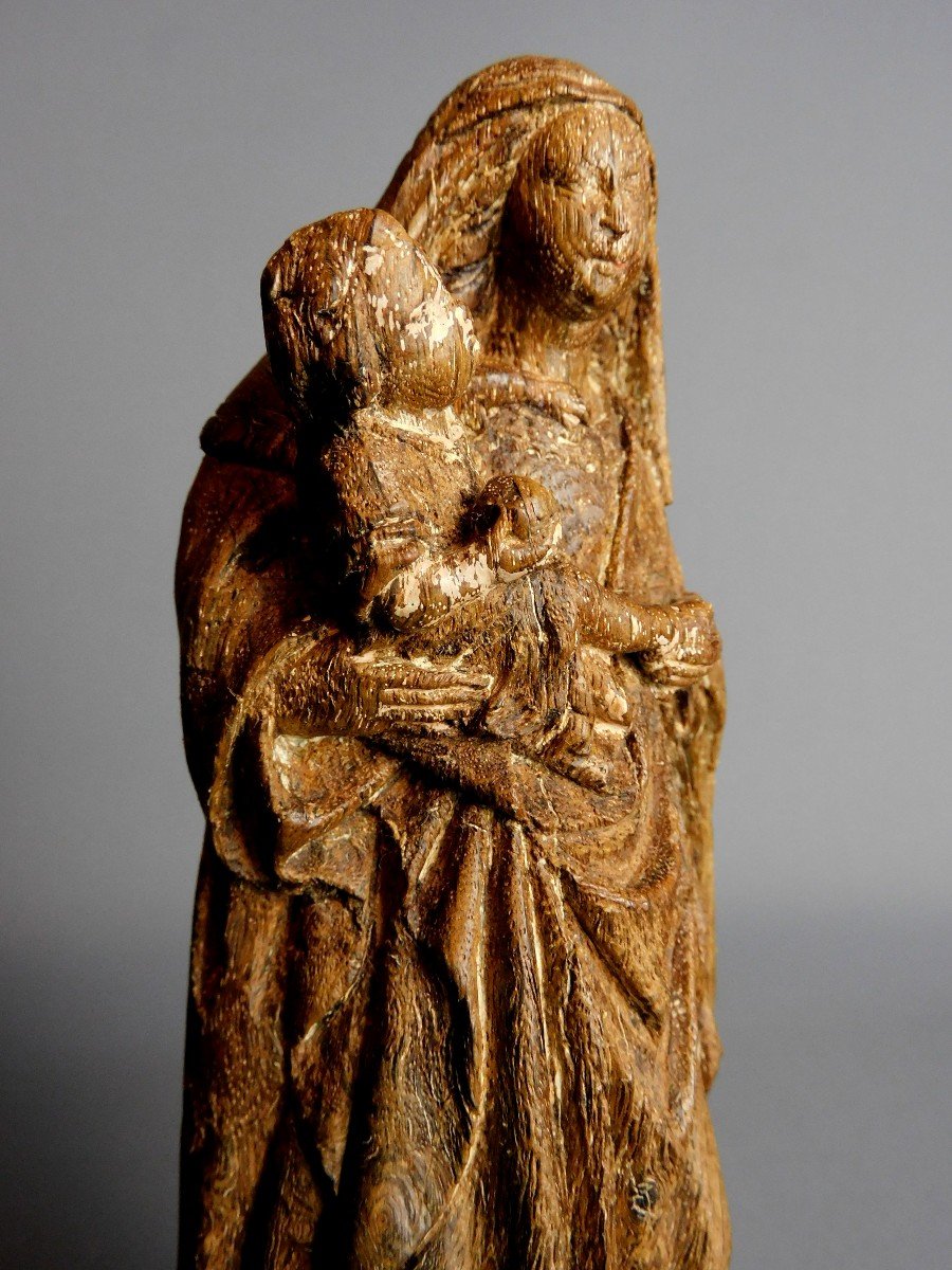 Vierge  - Christ En Bois Sculpté  Du 16eme Siécle Haute Epoque-photo-6