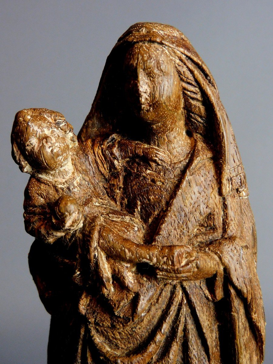 Vierge  - Christ En Bois Sculpté  Du 16eme Siécle Haute Epoque-photo-7