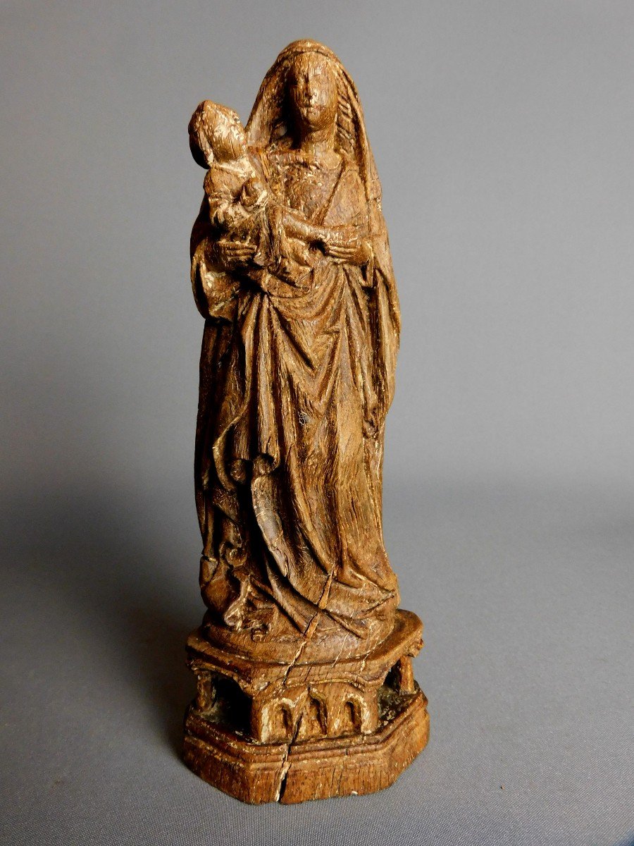 Vierge  - Christ En Bois Sculpté  Du 16eme Siécle Haute Epoque