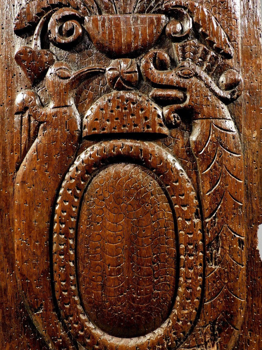 Carved Wooden Panel 17th Century Haute Epoque-photo-4