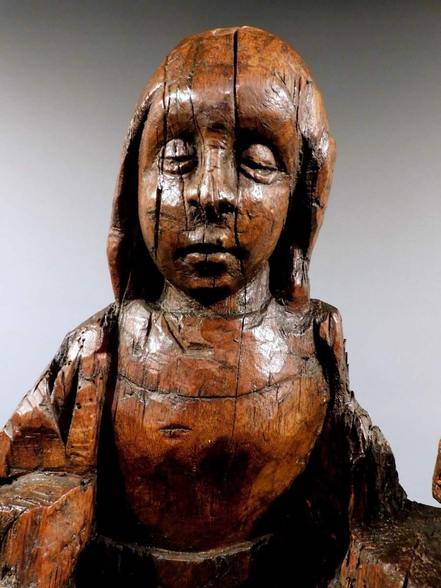 Wooden Pieta - Early 16th Century Christ Virgin  Haute Epoque -photo-6