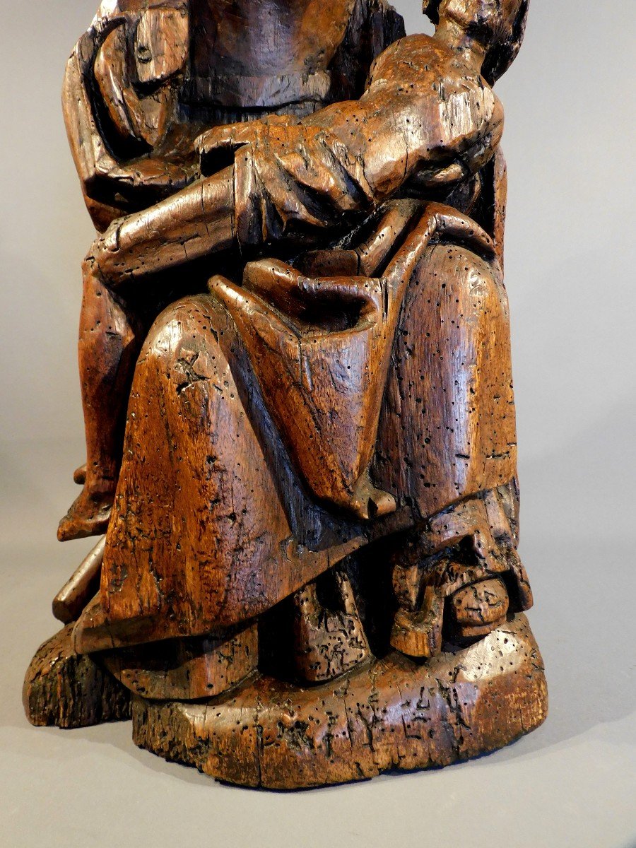 Wooden Pieta - Early 16th Century Christ Virgin  Haute Epoque -photo-8