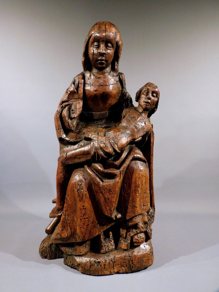 Pieta En Bois -debut  XVIe  - 16eme Siécle  Christ Vierge  Haute Epoque 