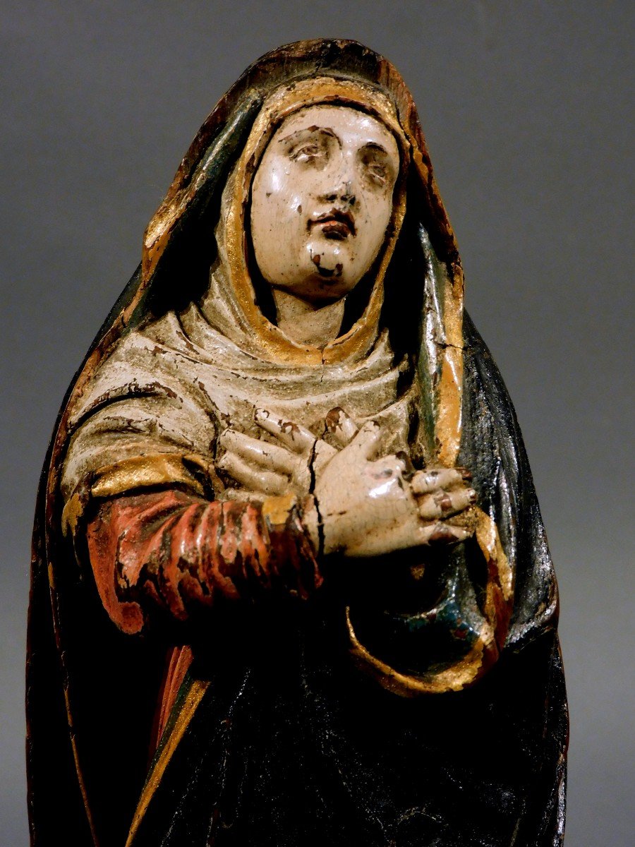 Wood Carved Virgin Mary  Early 18th Century-photo-4