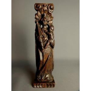 Sculpture Virgin - Christ In Carved Wood From The 17th Century Haute Epoque