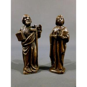 Pair Of Bronze Apostles 19th Century