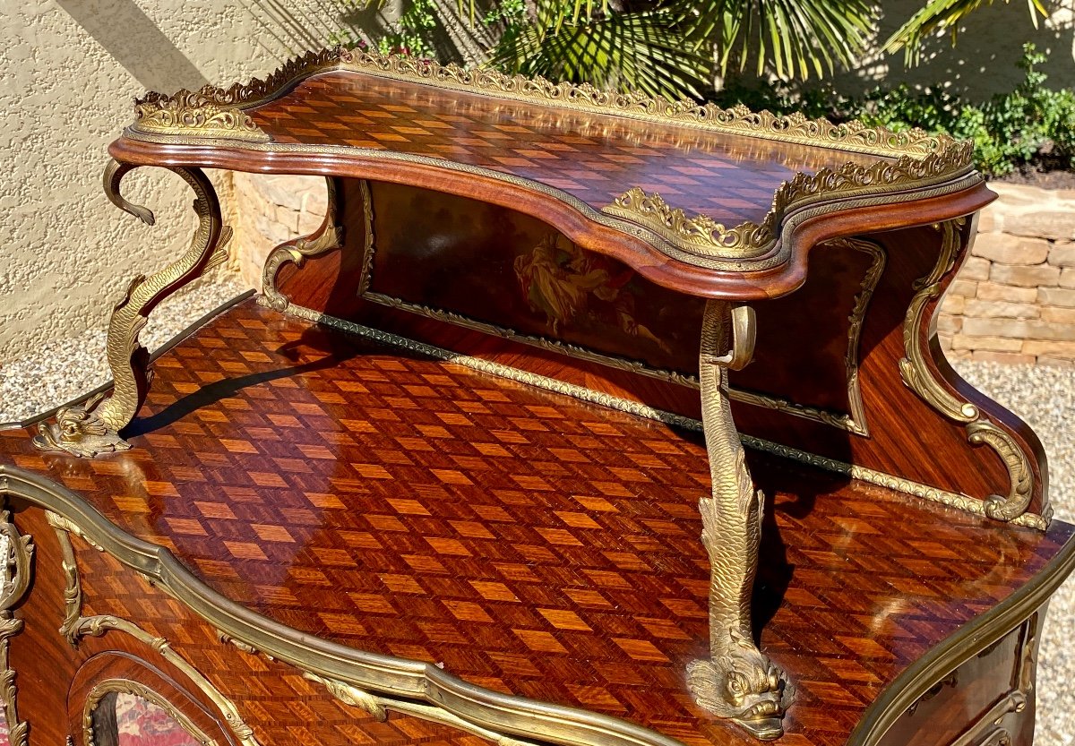 Louis XV Style Showcase In Marquetry & Bronze-photo-1