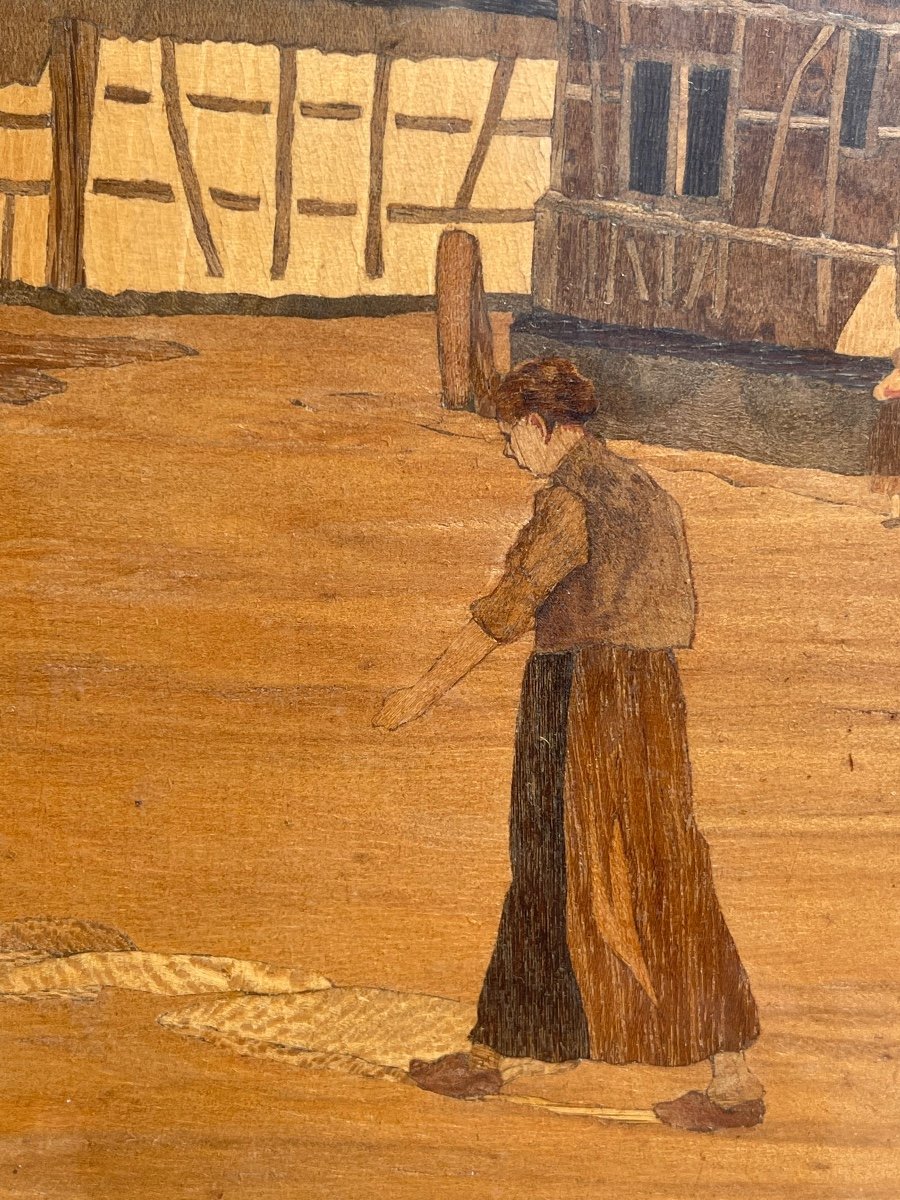 Charles Spindler - Alsatian Village Marquetry Panel-photo-2