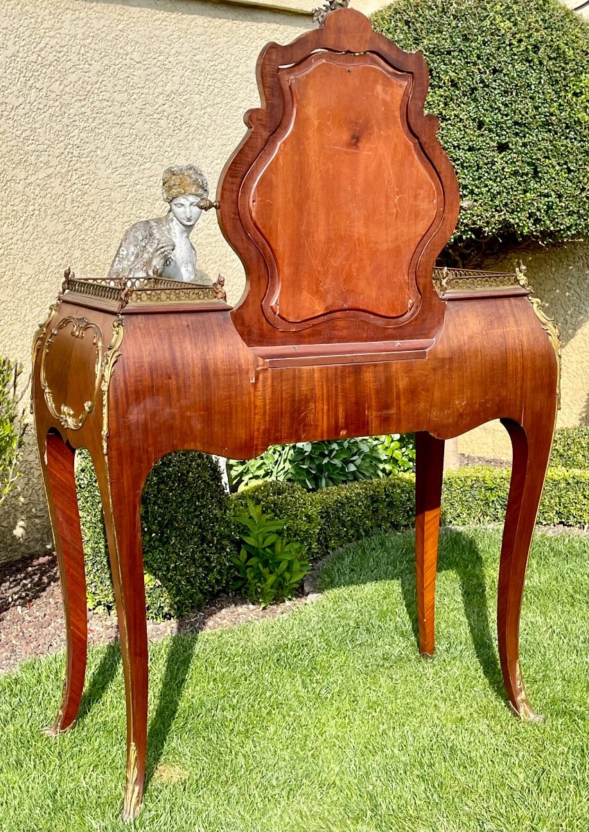 Louis XV Style Marquetry & Bronze Dressing Table-photo-8